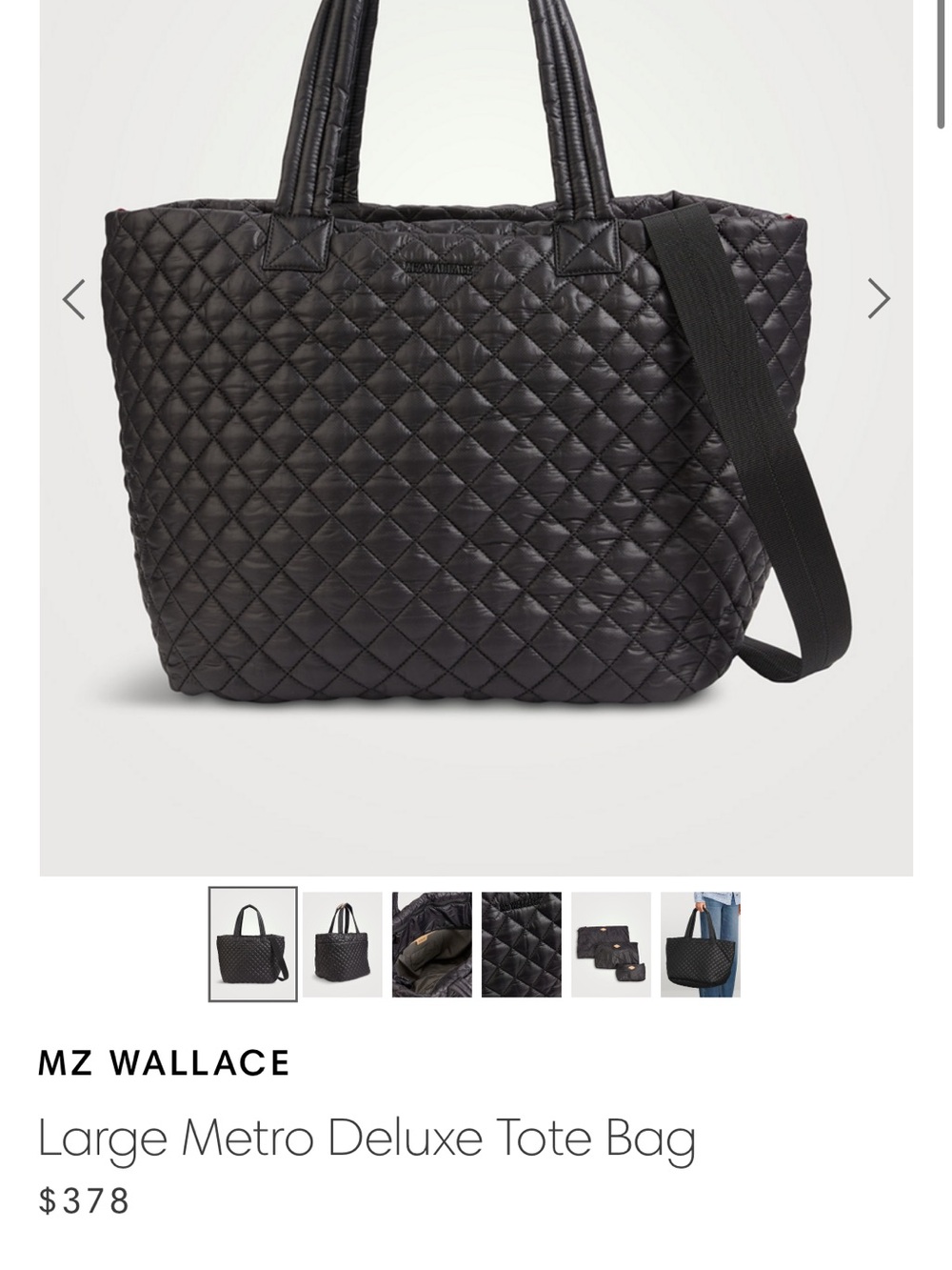 MZ Wallace large Quilted Black Bag